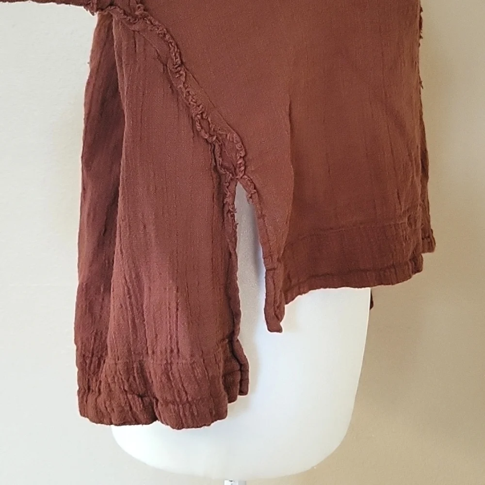 Free People Thora Chocolate Love Brown Loose Top - Size XS